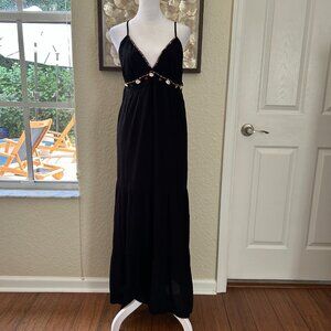 NWT Black Shell/Beaded Maxi Dress